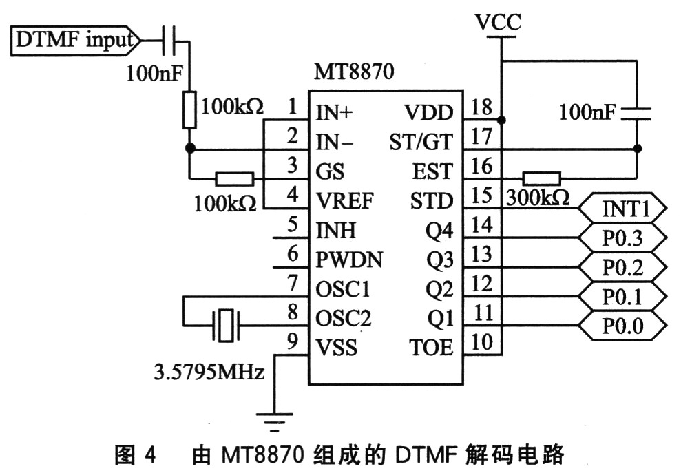 由MT8870组成的解码电路