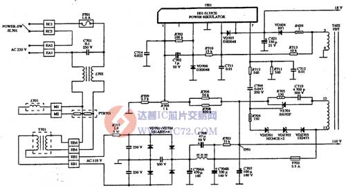 SHARP K-160170型显示器的电源电路图