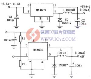 固定／可调输出的MAX639系列多功能开关集成稳压器电路图