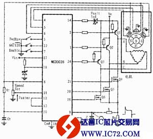 MC33035组成的三相六步电机控制电路图