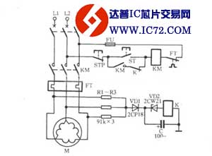 三角形接法电机零序电压继电器断相保护电路图