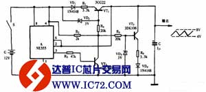 巧用NE555作线性三角波发生器电路图