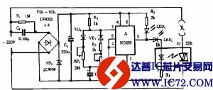 巧用NE555作通断时间可调循环定时器电路图