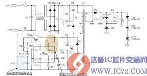 基于NCP1351的8W至25WAC-DCLED照明应用电路图
