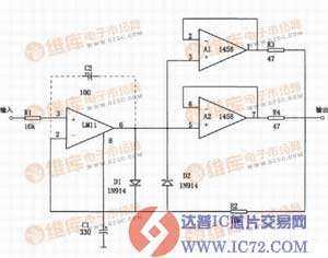 MC1458构成的精密复合缓冲电路