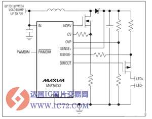 峰值电流控制模式LED驱动器MAX16833/MAX16833B