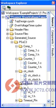 PSoC Creator创造者的工作浏览器窗口显示了为比较器 www.ic72.com