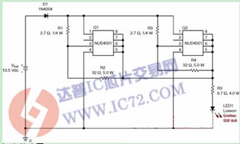NUD4001在汽车停车灯中的应用示例 www.ic72.com