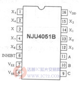 NJU4051B单路8通道多路复用器www.ic72.com